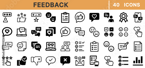 "Feedback and Review Icons Bundle - Rating, Comments, Survey, Review, Opinion, Star, Smile, Satisfaction, Response, Testimonial"