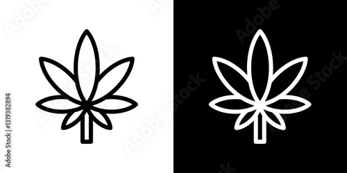 Cannabis icon set in black and white colors