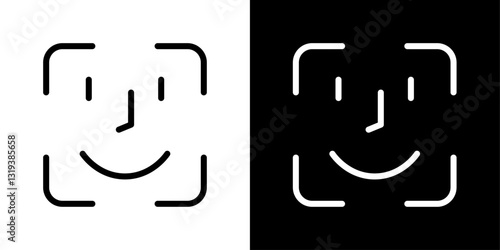 Face id icon set in black and white colors