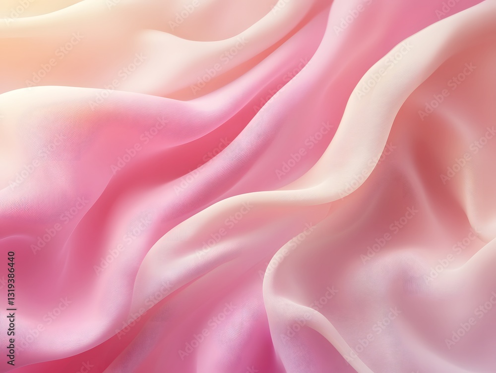 Fototapeta premium Elegant silk fabric, delicate folds and subtle light creating an impression of luxury and softness. A close-up shot emphasizing texture and color gradients.