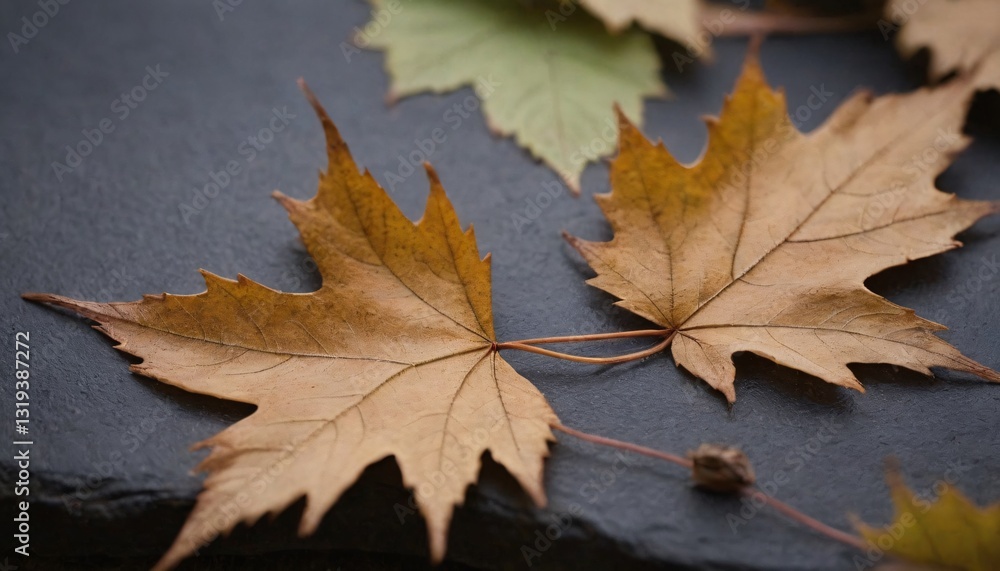 Detailed Close-Up of Decaying Autumn Leaves, Crumbling Edges, and Moss Growth in Forest Floor Ecosystem Detailed Close-Up of Decaying Autumn Leaves, Crumbling Edges, and Moss Growth in Forest Floor Ecosystem