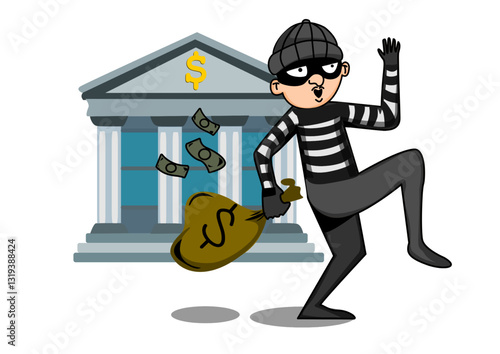 This is a thief running out the bank