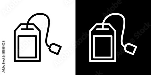 Tea bag icon set in black and white colors