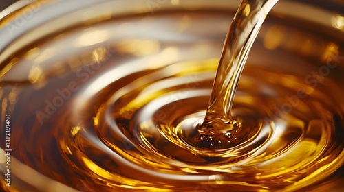 Smooth Flowing Tea Cascading Into a Transparent Cup, Creating Rippling Waves