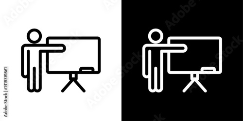 User chalkboard icon set in black and white colors