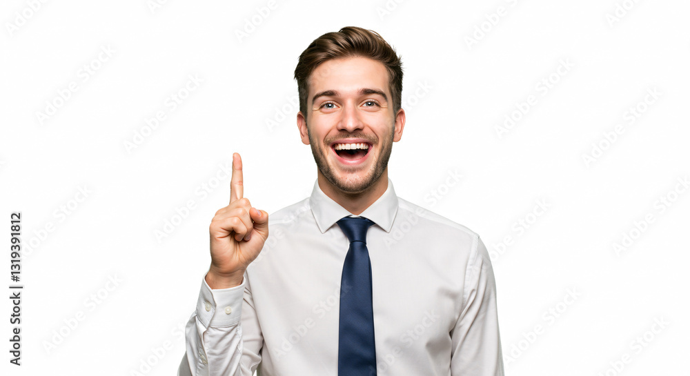 Happy Businessman Pointing Upward with an Idea Happy Businessman Pointing Upward with an Idea