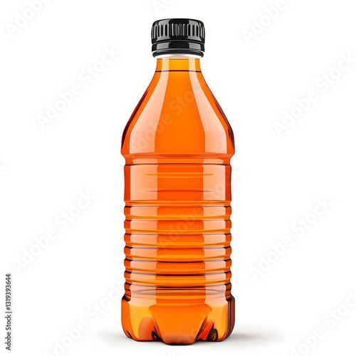 Refreshing orange drink in a plastic bottle.