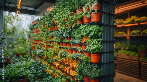 Vertical garden wall with herbs and plants