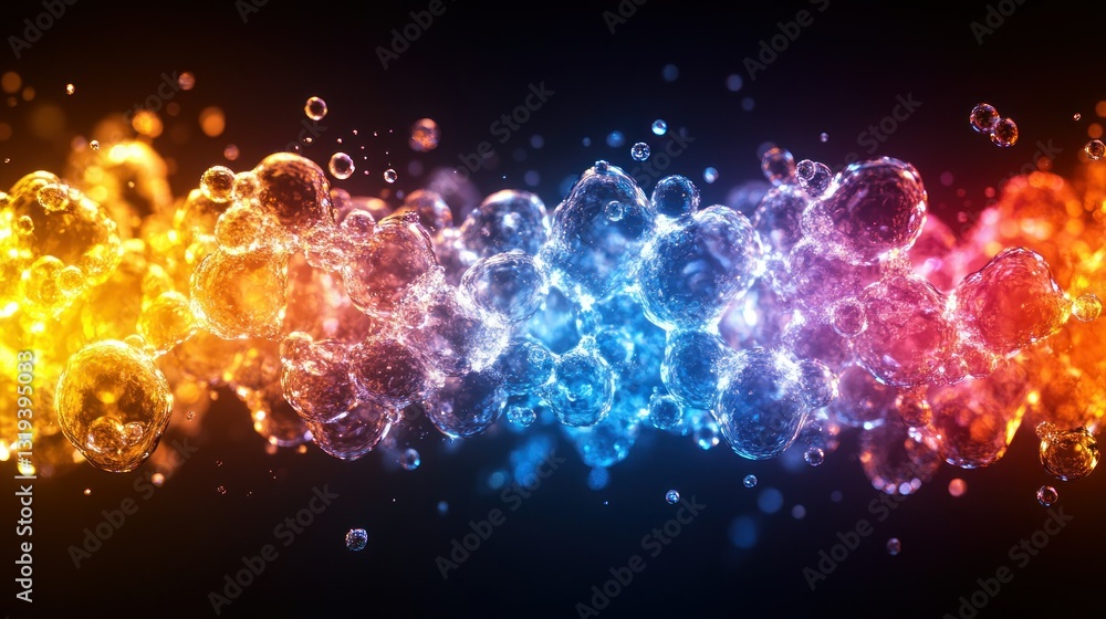 Obraz premium Vibrant, colorful, abstract bubbles flow