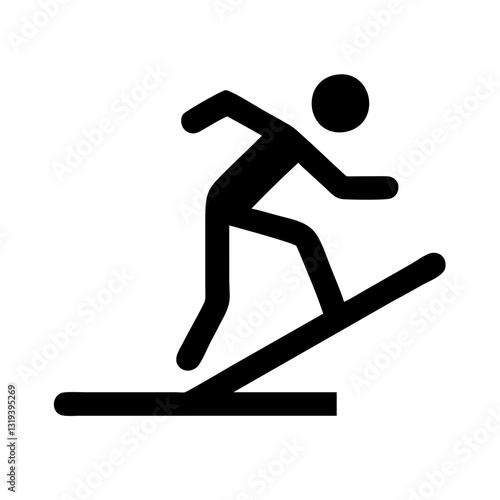 Skateboarder silhouette icon, action sports concept, energetic design, monochrome style, copy space, on a white background