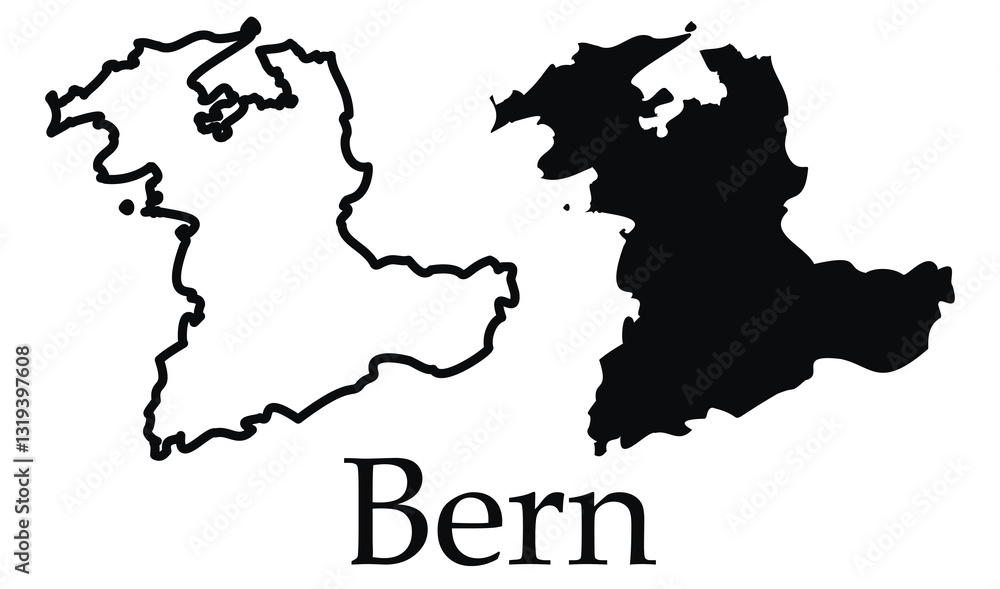 Bern city map with black border outline vector Bern city map with black border outline vector
