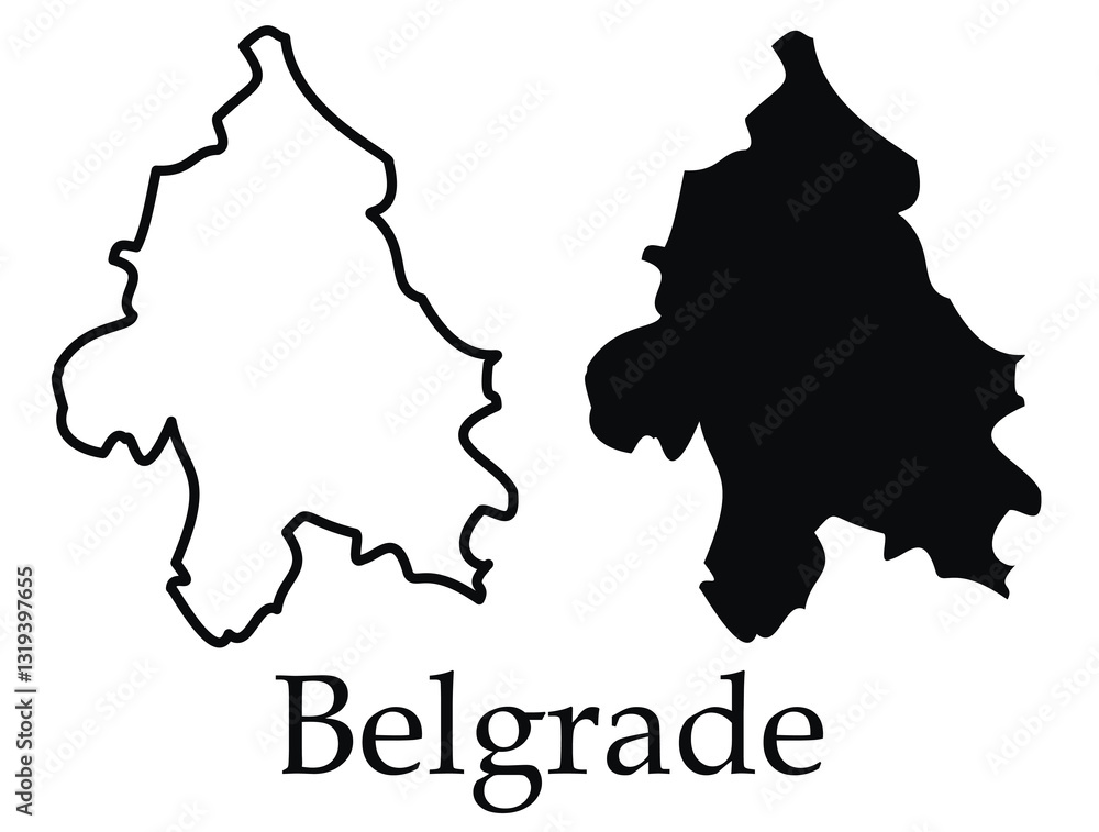 Belgrade city map with black border outline vector Belgrade city map with black border outline vector