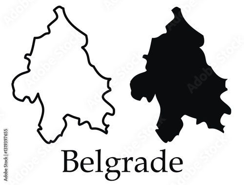 Belgrade city map with black border outline vector