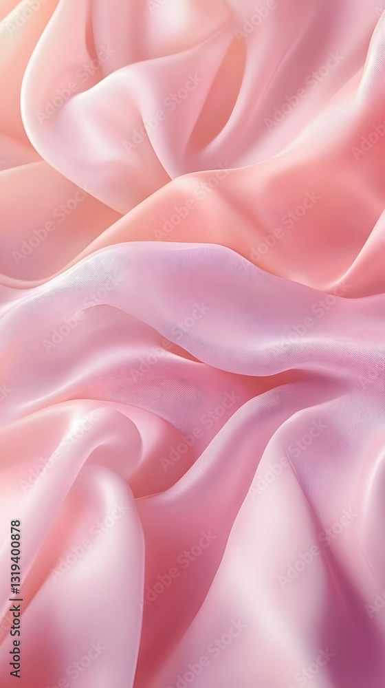 Obraz premium Soft Pastel Silk: An elegant display of flowing silk fabric in soft pastel shades of pink and peach, creating a sense of luxury, smoothness, and gentle movement.