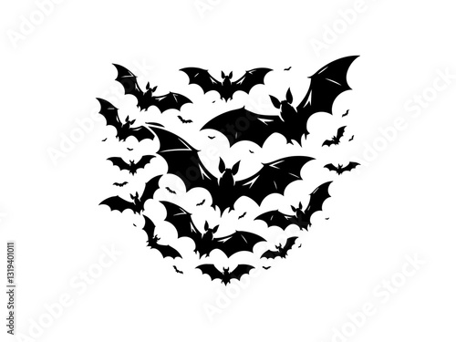 Halloween Bats Swarm Svg Silhouette