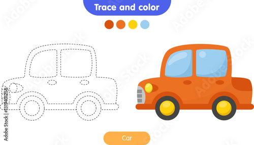 Coloring book for children: car. Educational game for kids.