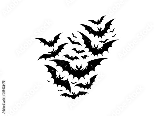 Halloween Bats Swarm Svg Silhouette