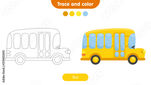 Coloring book for children: bus. Educational game for kids.