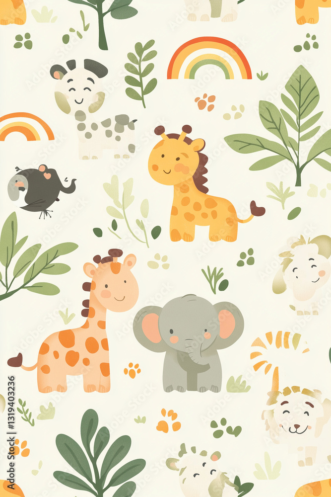 Obraz premium Adorable Animal-Themed Patterns
