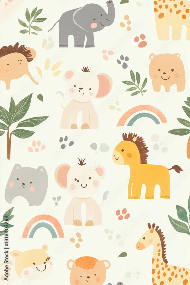 Obraz premium Adorable Animal-Themed Patterns