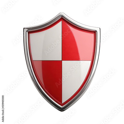 3D shield protection icon with red and white sections, symbolizing safety and security Free Download 3D shield protection icon with red and white sections, symbolizing safety and security - GFXLoad