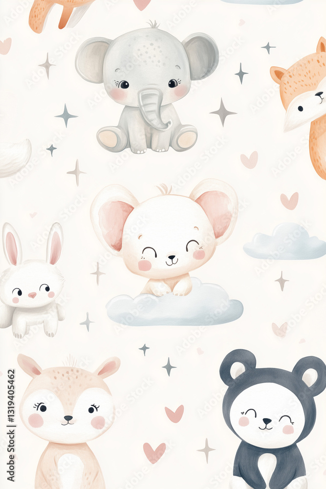 Fototapeta premium Adorable Animal-Themed Patterns