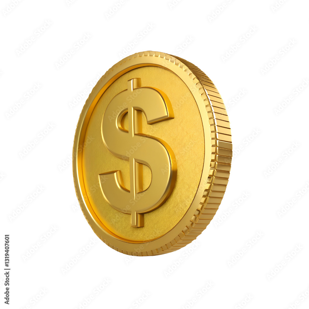 Golden Dollar Coin with Symbol Golden Dollar Coin with Symbol