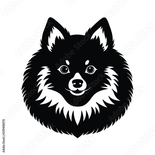 Cute japanese spitz head silhouette vector deign