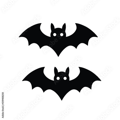 Bat Silhouette Vector Icon - Halloween, Spooky, Gothic Clipart