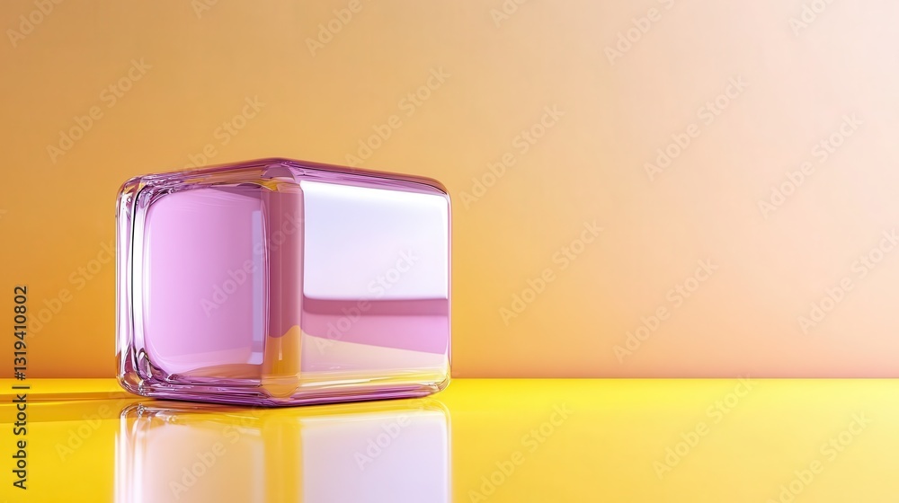 A minimalist depiction of a purple cube resting on a bright yellow surface, showcasing simple elegance and tranquility in shapes and colors, perfect for modern design enthusiasts. A minimalist depiction of a purple cube resting on a bright yellow surface, showcasing simple elegance and tranquility in shapes and colors, perfect for modern design enthusiasts.