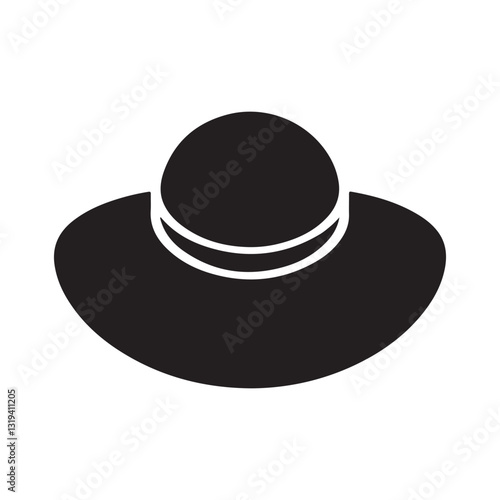 silhouette women's hat icon isolated on white background