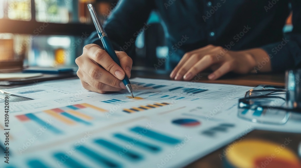 A close-up view of hands writing a business plan on a notepad, with financial projections and strategy ideas on the table in a modern office. A close-up view of hands writing a business plan on a notepad, with financial projections and strategy ideas on the table in a modern office.