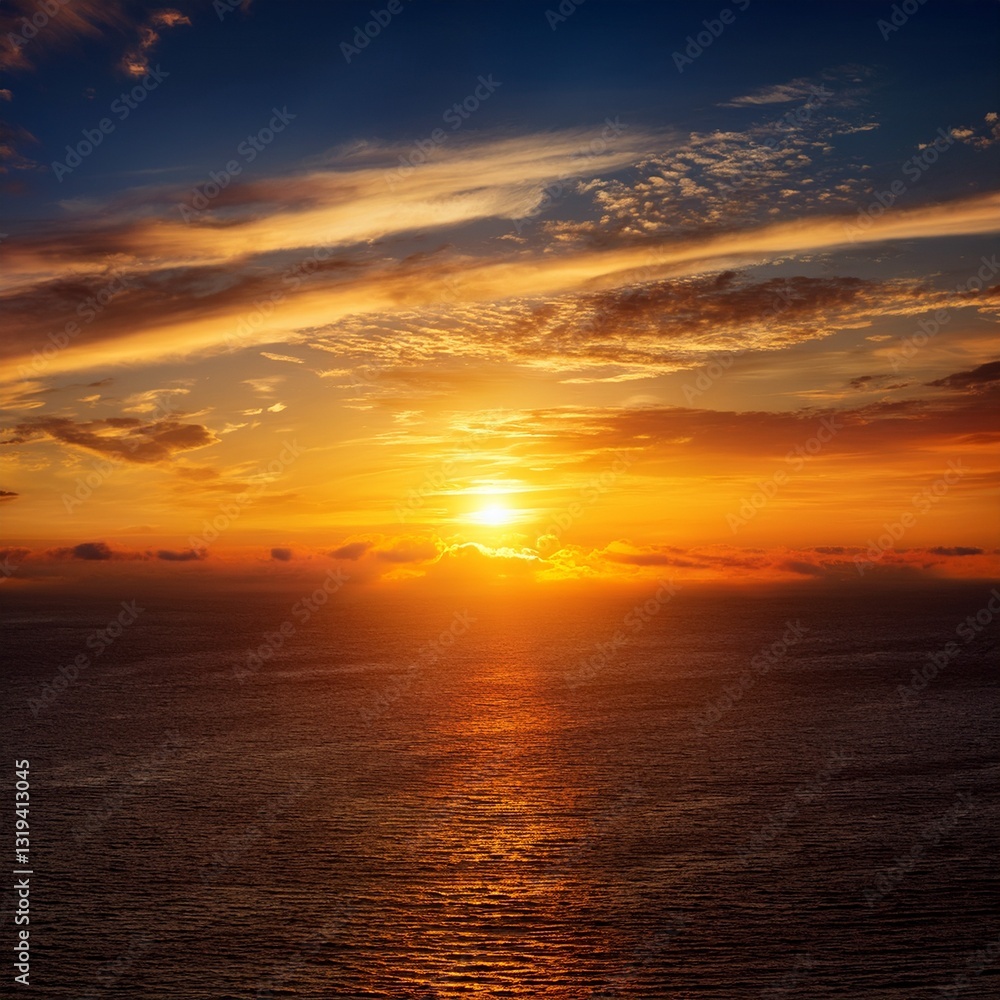 The golden sun rises over the horizon, casting warm rays that illuminate the sky The golden sun rises over the horizon, casting warm rays that illuminate the sky