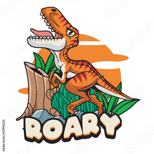 Vector Illustration of Tiny Raptor with Cute Illustration Available for Tshirt Design