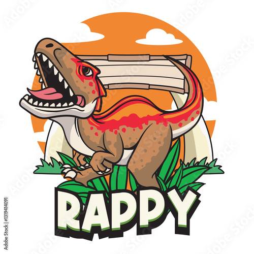 Vector Illustration of Tiny Raptor with Cute Illustration Available for Tshirt Design