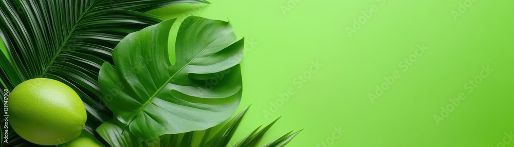 Fototapeta premium A green background with a leafy green plant and a bunch of green leaves