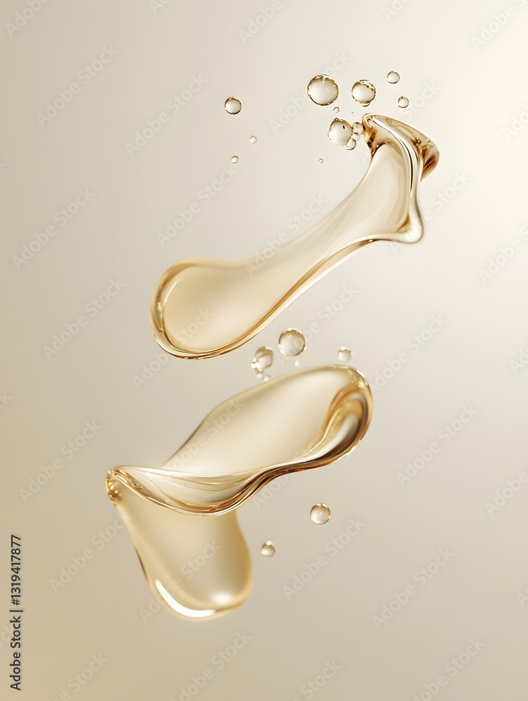 Metallic Golden Liquid Sculpture Floating in Minimalist Studio Lighting Metallic Golden Liquid Sculpture Floating in Minimalist Studio Lighting