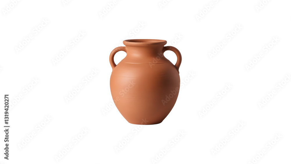 clay amphora with dual handles on white background clay amphora with dual handles on white background