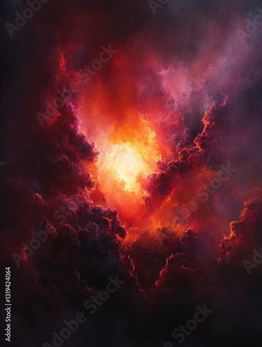 Wallpaper Mural Dramatic smoky effect illustrations backgrounds ethereal skies fantasy art surreal environment vivid color palette Torontodigital.ca