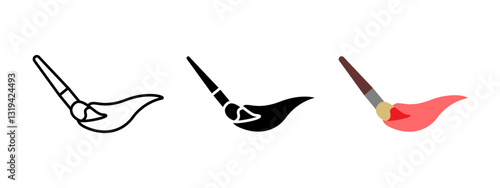 Paint brush icon. Artistic tool applying color stroke vector illustration. Creative painting and drawing symbol. Design, sketch and graphic element concept.