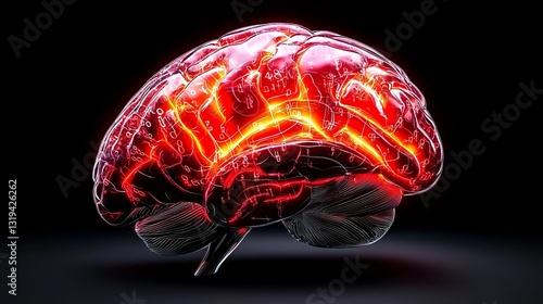 Wallpaper Mural illuminated neural connections in a 3d brain model Torontodigital.ca