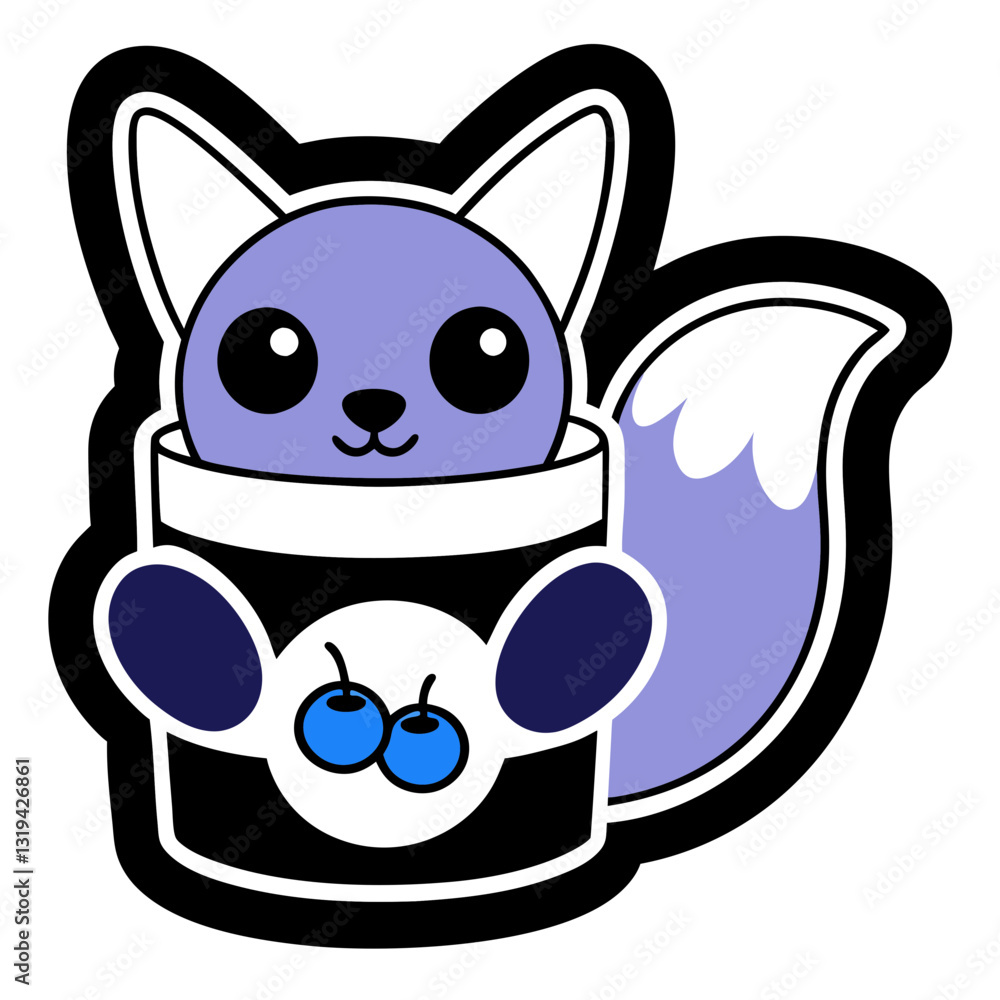 Fototapeta premium Sticker design of A blueberry yogurt container