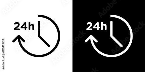 24 hrs icons in black and white colors