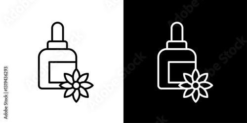 Bach flowers icons in black and white colors