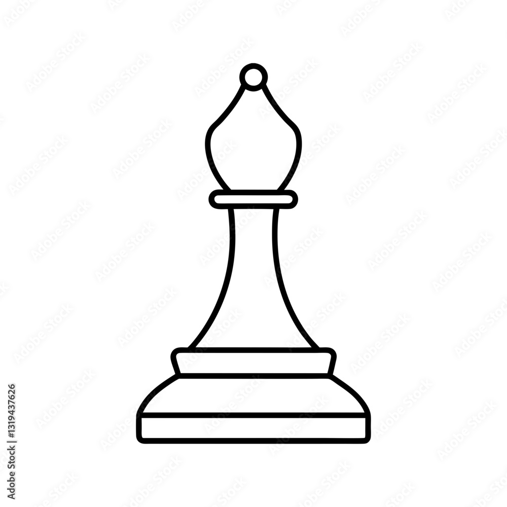 Chess piece in a board line art illustration Chess piece in a board line art illustration