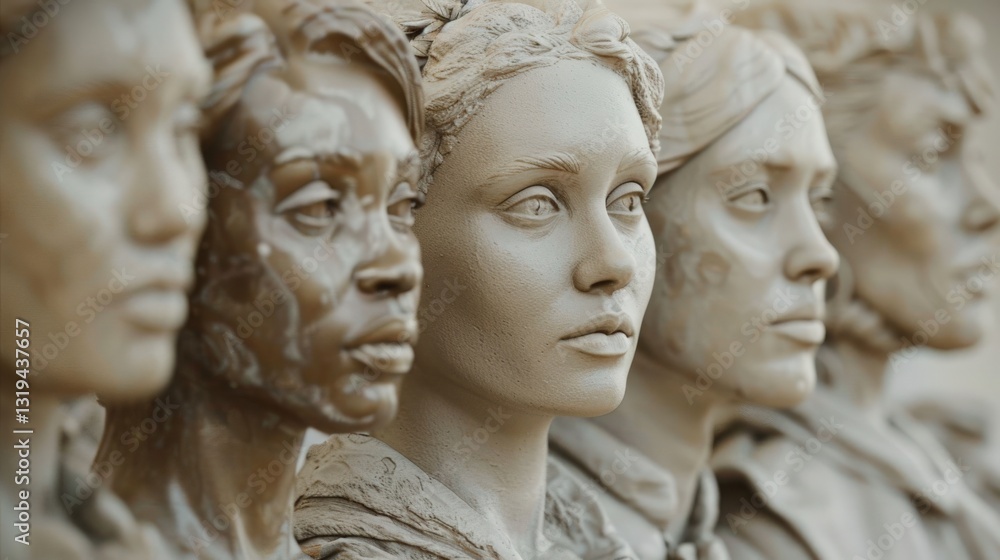Obraz premium Artistic Representation of Diverse Faces
