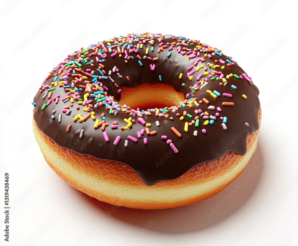 Delicious chocolate glazed donut with sprinkles Delicious chocolate glazed donut with sprinkles