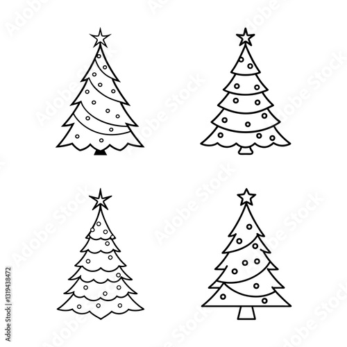 Christmas tree glow line art illustration