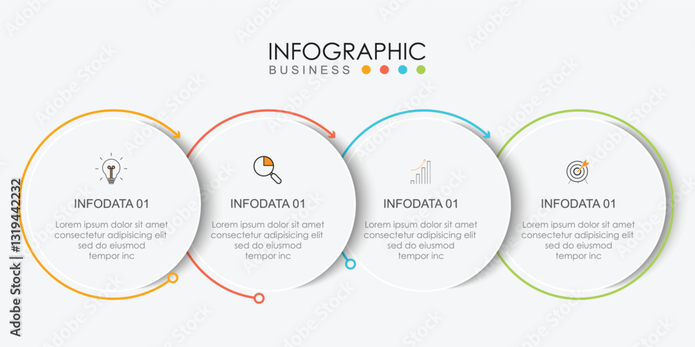 Infographic design presentation business infographic template with 4 options can be used for workflow diagram, info chart, web design. vector illustration. Infographic design presentation business infographic template with 4 options can be used for workflow diagram, info chart, web design. vector illustration.