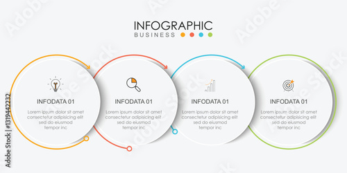 Infographic design presentation business infographic template with 4 options can be used for workflow diagram, info chart, web design. vector illustration.